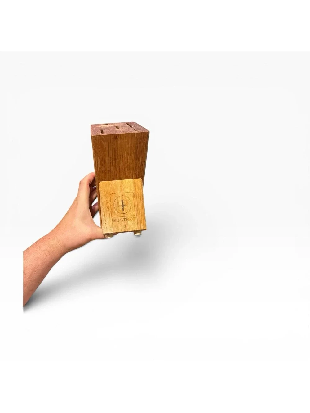 Vintage WÜSTHOF Trident 9-Slot Solid Oak Wooden Knife Block – Made in Germany